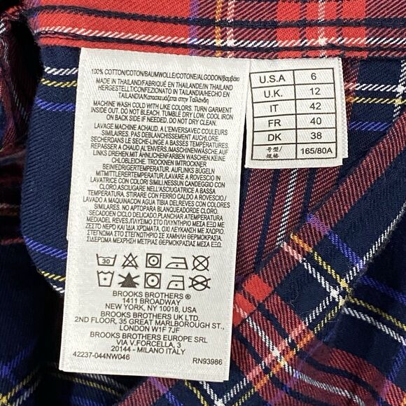 Brooks Brothers Stewart Plaid  6 SMALL Shirt Dress L/S Tie Belt Christmas Cotton - Picture 6 of 7